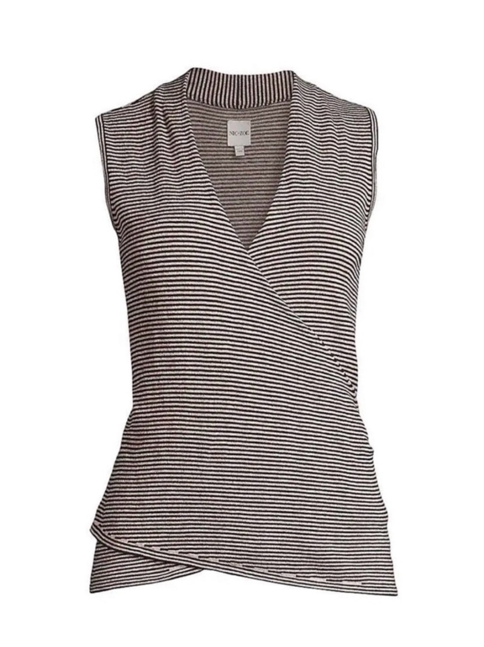 NIC+ZOE Black & Cream Striped Sleeveless Wrap Camisole